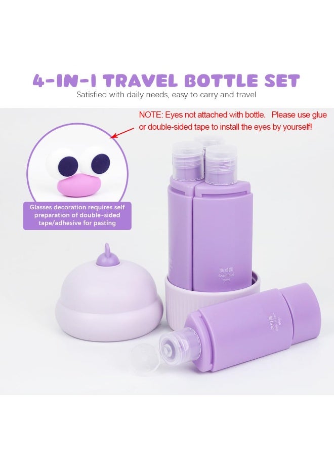 MAYCREATE® Travel Bottles Set, 4Pcs 60ml Silicone Travel Bottles Modular Toiletries Containers Leaking Proof Flip-up Lids Design for Shampoo, Shower Gel, Body Lotion, Face Cream, Moisturizer - Image 2