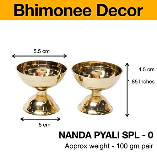 Bhimonee Decor | Pure Brass Nanda Pyali Deep | Traditional Deepak Diya for Pooja and Home Temple Decor | 1.85 Inches | 100 gm - Image 4