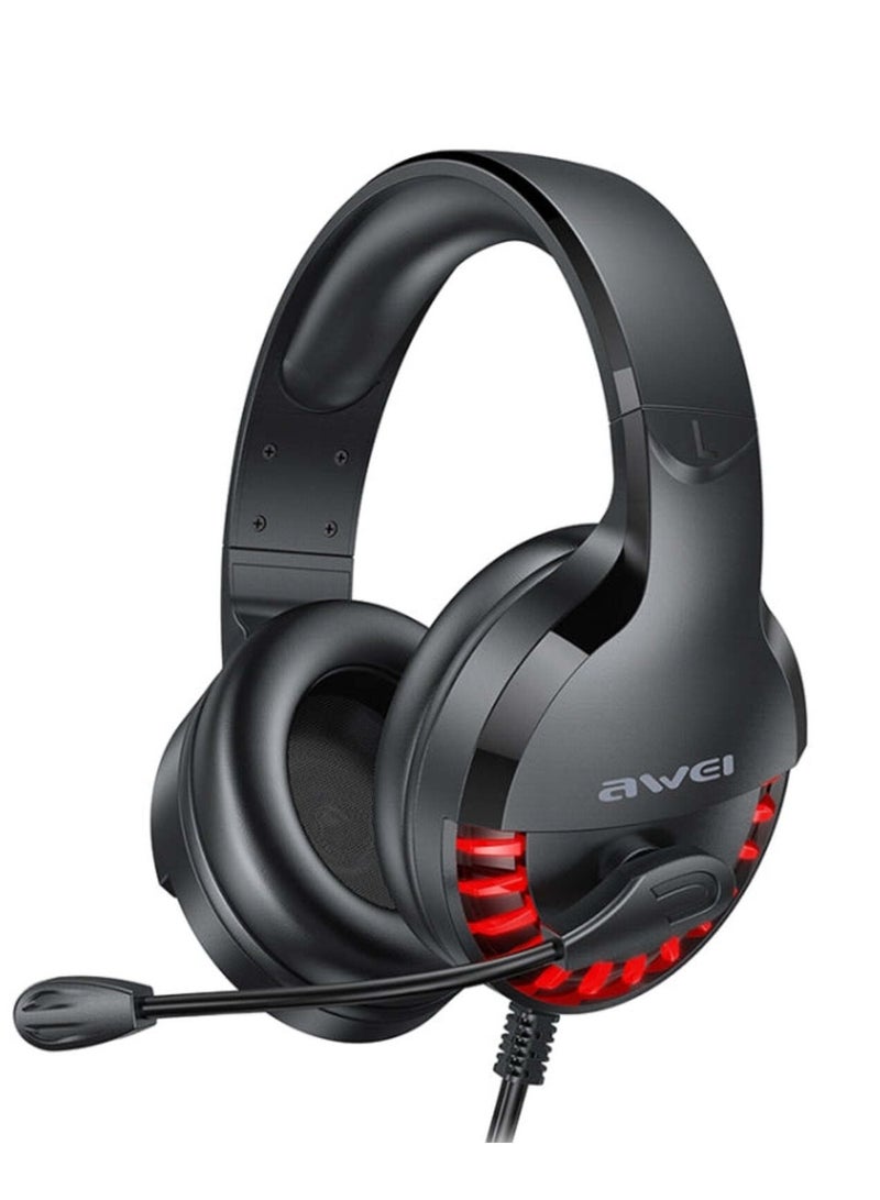 Awei Adjustable E-sports Gaming Headset with Mic Black - Image 1