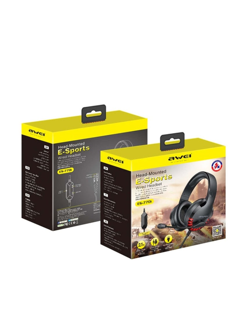 Awei Adjustable E-sports Gaming Headset with Mic Black - Image 3