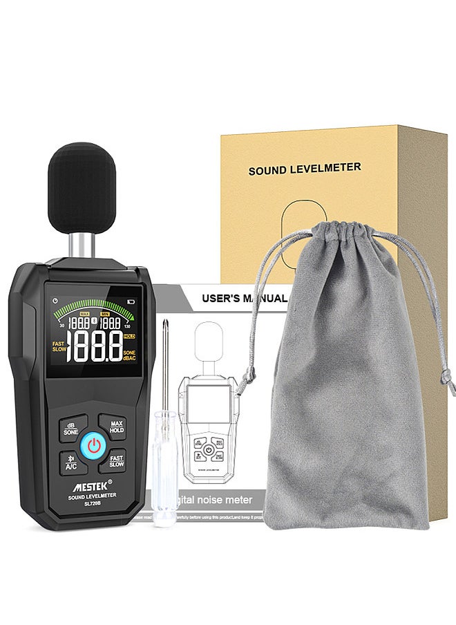MESTEK 30-130dB Noise Meter Display Color Backlit Display Fast Slow Sampling Rate Capacitive Microphone Sound Level Monitor  - Image 1