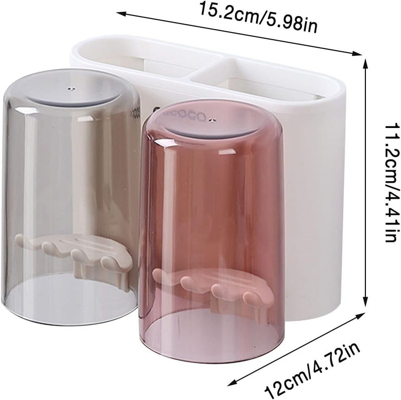 FYCAN FYCAN Wall Mounted Toothbrush Holder with 2 Cups, 4 Brush Slots for Bathroom, Wash Basin Caddy Storage, Bathroom Accessories Save Space, Dustproof, Waterproof,Toothpaste, Comb, Cream, Lotion-Multi - Image 5