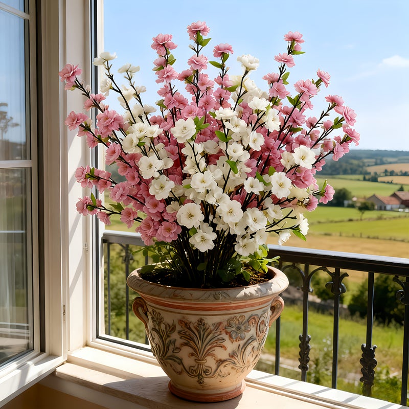 10pcs Pink And White Spring Home Decor With Realistic Artificial Flowers Uv Resistant For Indoor Outdoor Use Suitable For Easter Ramadan Spring Wedding Valentine Holiday Porch Entrance - Image 3