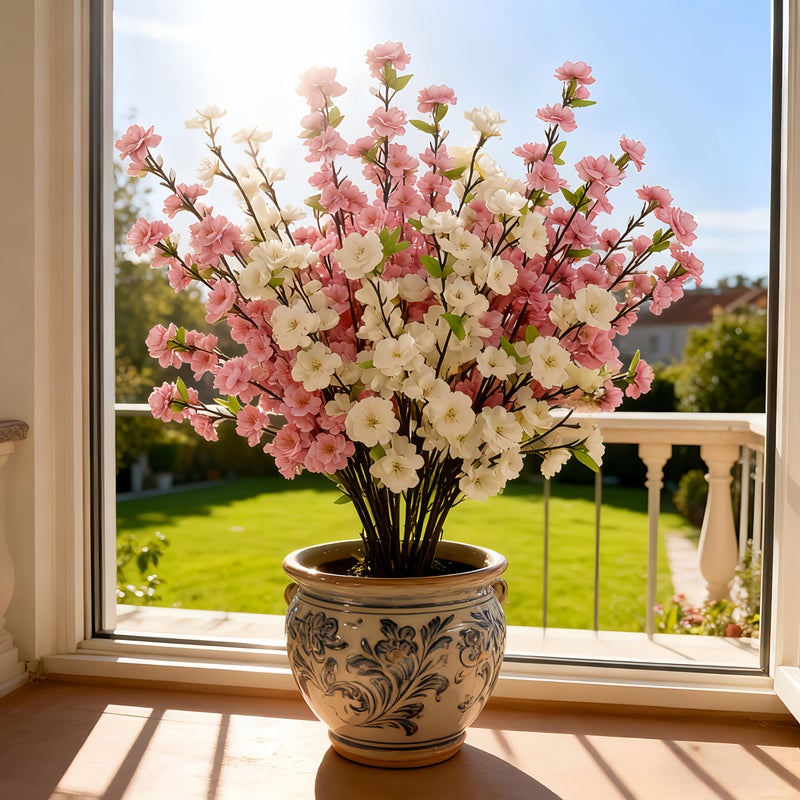 10pcs Pink And White Spring Home Decor With Realistic Artificial Flowers Uv Resistant For Indoor Outdoor Use Suitable For Easter Ramadan Spring Wedding Valentine Holiday Porch Entrance - Image 4