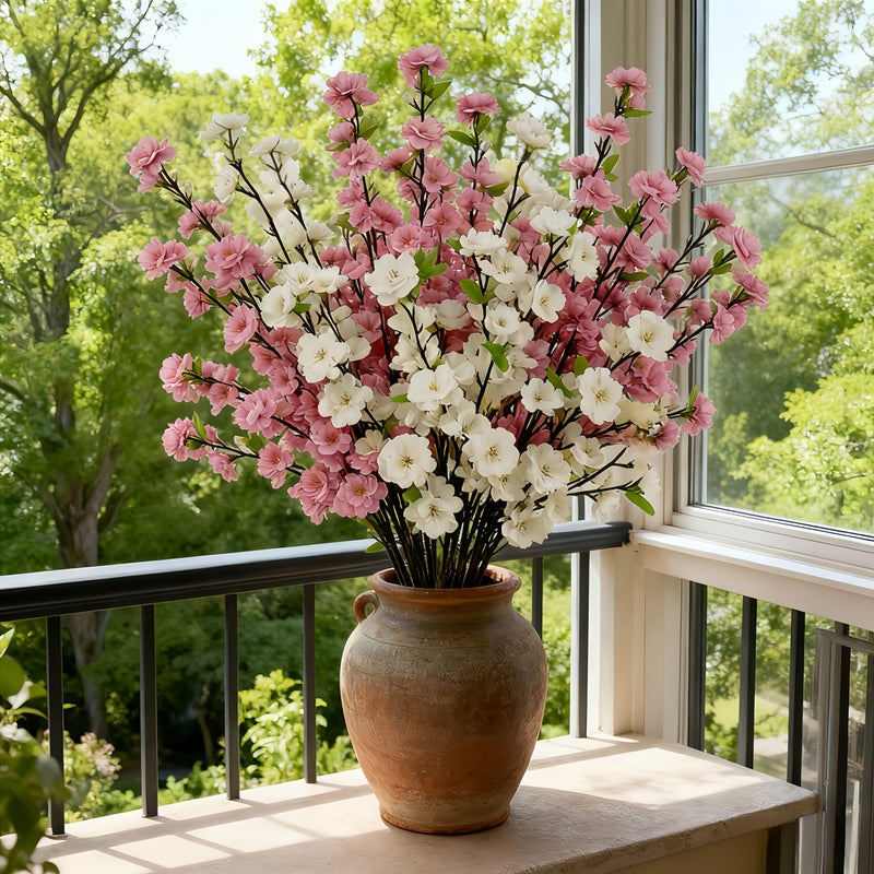 10pcs Pink And White Spring Home Decor With Realistic Artificial Flowers Uv Resistant For Indoor Outdoor Use Suitable For Easter Ramadan Spring Wedding Valentine Holiday Porch Entrance - Image 2