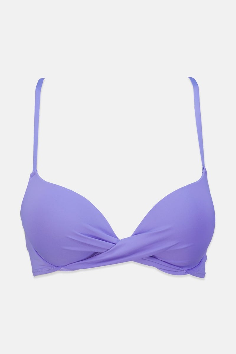 women'secret Women 1 Pc Plain Lightly Padded Wired Bikini Bottom, Lavender - Image 1