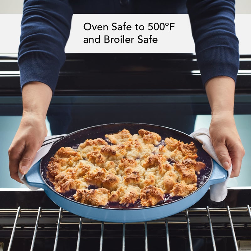 KitchenAid Enameled Cast Iron Au Gratin Oval Roasting Pan, 2.5 Quart, Blue Velvet - Image 4