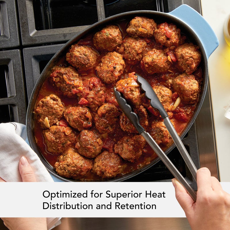 KitchenAid Enameled Cast Iron Au Gratin Oval Roasting Pan, 2.5 Quart, Blue Velvet - Image 5