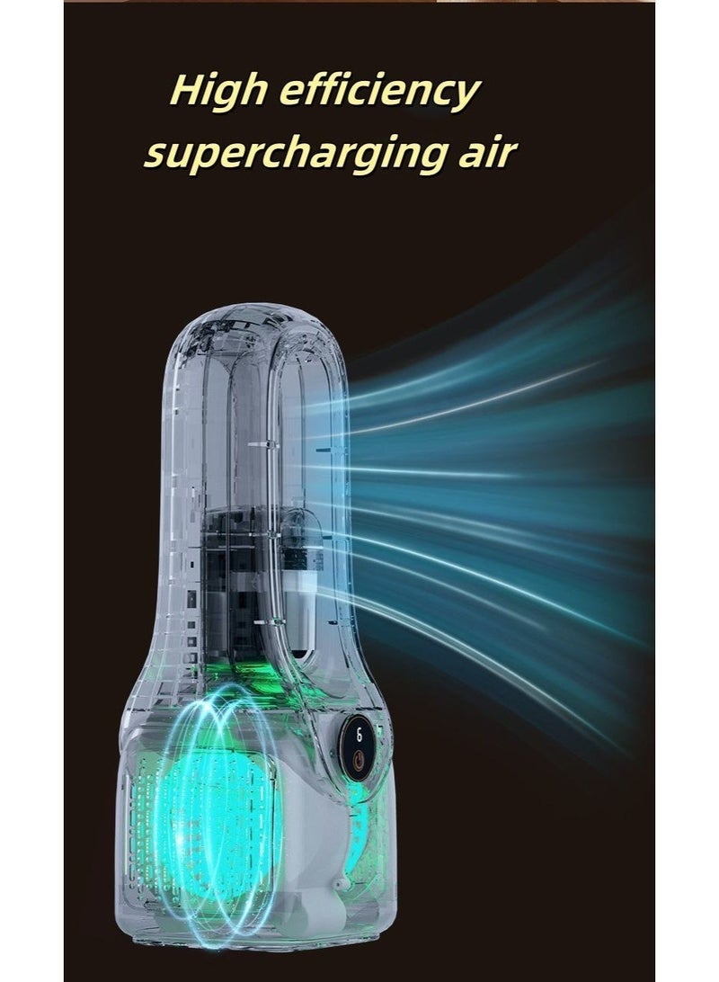 6-Speed Humidifying Bladeless Fan – Portable Desk Air Cooler with LED Digital Display & Built-in Water Tank – Ultra-Quiet USB Rechargeable Cooling Misting Fan for Home, Office, & Bedroom – White - Image 5