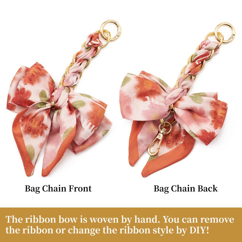 ZOOEASS Bag Extender Chain with Bow Ribbon Purse Chain Extender for Crossbody Bag Charms Women Handbag Decoration Accessories(Orange) - Image 3