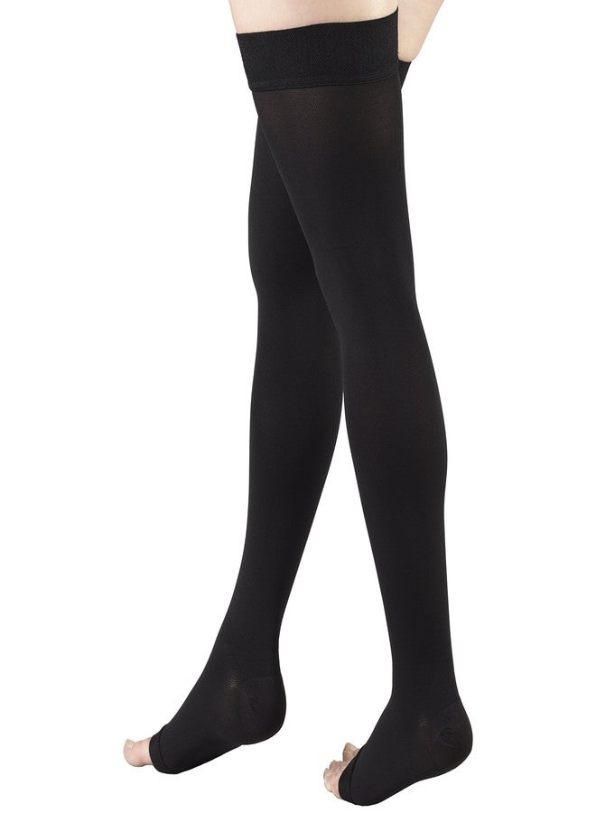 NuVein Medical Compression Stockings, 30-40 mmHg Support, Women & Men Thigh Length Hose, Open Toe, Black, X-Large - Image 4