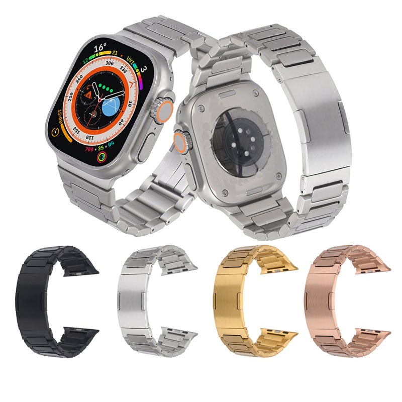 إيروريكس سوار ساعة Apple Watch Ultra مقاس 49 مم من الفولاذ المقاوم للصدأ على شكل حرف H مع مشبك قابل للطي (ذهبي) - Image 3