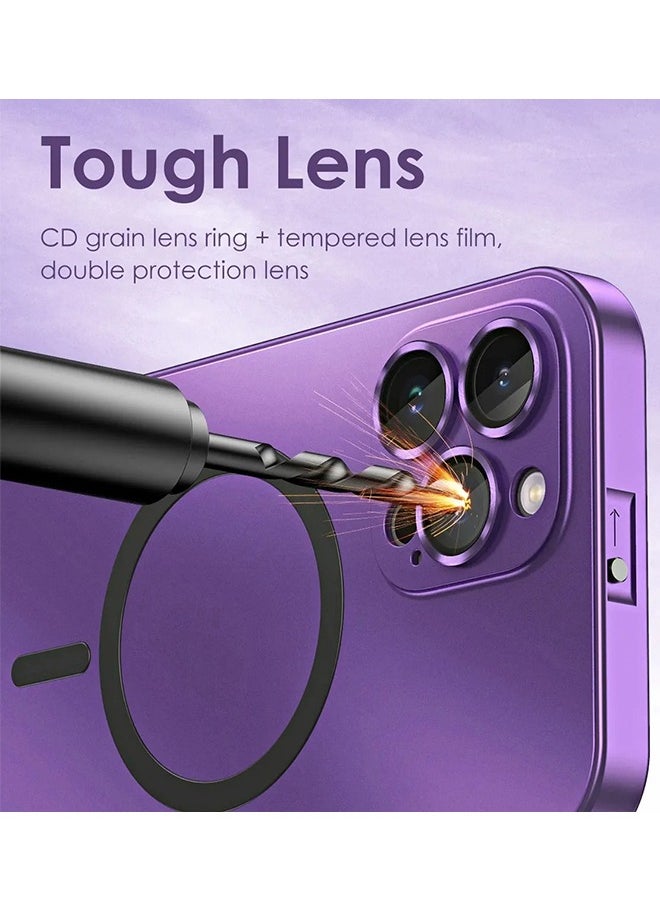 فَرَحُوم - جراب مغناطيسي لهاتف iPhone 16 Pro Max للنساء/الرجال، متوافق مع MagSafe، تصميم لامع معدني فاخر غير لامع مع واقي عدسة الكاميرا وقفل ميكانيكي، مصد معدني كامل الجسم مقاوم للصدمات، ذهبي صحراوي - Image 1