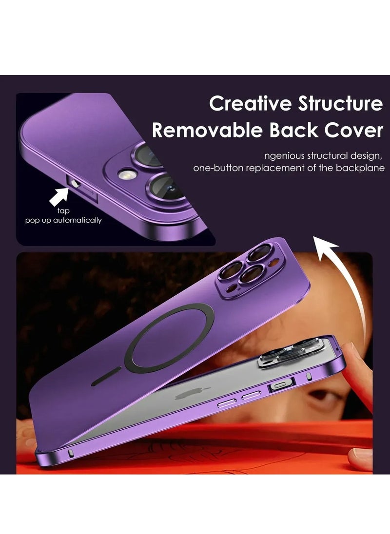 فَرَحُوم - جراب مغناطيسي لهاتف iPhone 16 Pro Max للنساء/الرجال، متوافق مع MagSafe، تصميم لامع معدني فاخر غير لامع مع واقي عدسة الكاميرا وقفل ميكانيكي، مصد معدني كامل الجسم مقاوم للصدمات، ذهبي صحراوي - Image 1