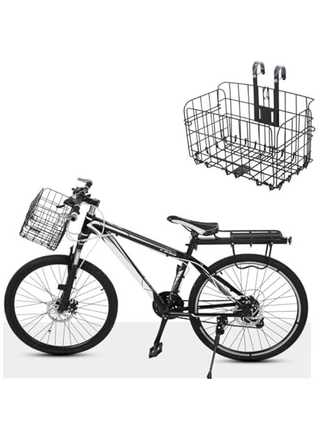 HOOKOR Bike Basket, Detachable Bicycle Basket, Folding Bike Basket, Rust Proof Wire Mesh Bike Frame Basket Bicycle Bag Cargo Rack for Mountain Bike Accessories  - Image 1