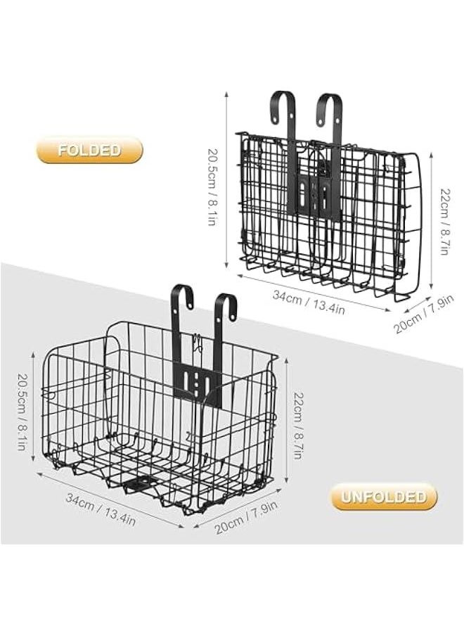 HOOKOR Bike Basket, Detachable Bicycle Basket, Folding Bike Basket, Rust Proof Wire Mesh Bike Frame Basket Bicycle Bag Cargo Rack for Mountain Bike Accessories  - Image 3