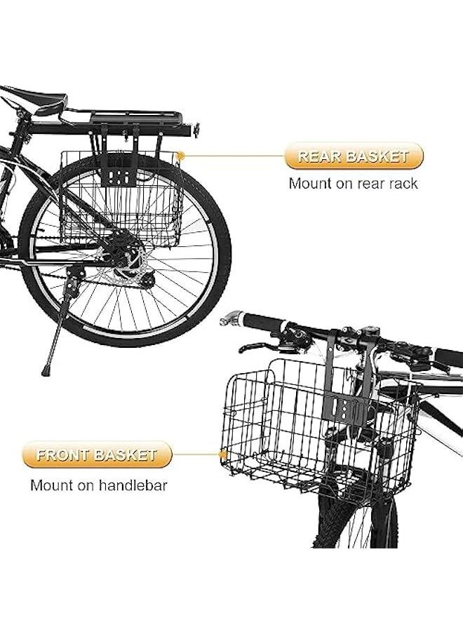 HOOKOR Bike Basket, Detachable Bicycle Basket, Folding Bike Basket, Rust Proof Wire Mesh Bike Frame Basket Bicycle Bag Cargo Rack for Mountain Bike Accessories  - Image 4