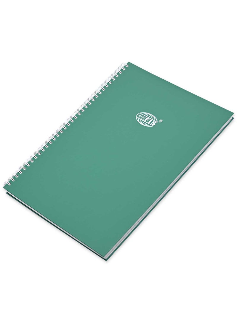 FIS Pack of 5 PP Spiral Hard Cover Note Book A4, Single Line, 100 Sheets, Green -FSNBSA4SLIPPGR - Image 1
