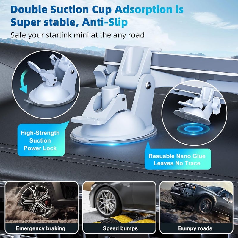 fonken Starlink Mini Car Mount for Dashboard & Windshield, Suitable for Most Vehicles - Image 5