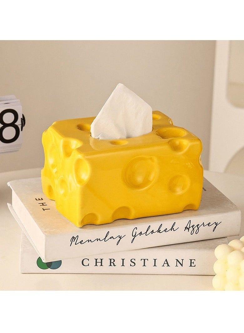 Creamy Cheese Style Tissue Box - Creative Luxury Tissue Holder for Living Room, Modern Table Decor for Home - Image 1