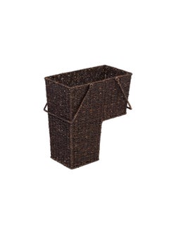 15  Wicker Storage Stair Basket With Handles  Brown
