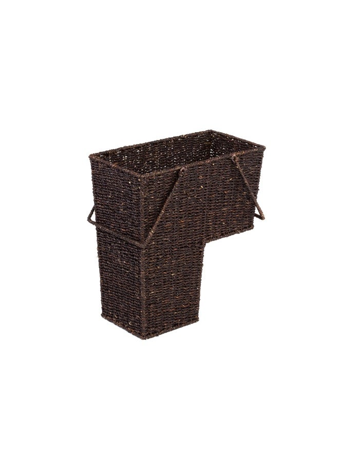 Trademark Innovations - 15  Wicker Storage Stair Basket With Handles  Brown - Image 1