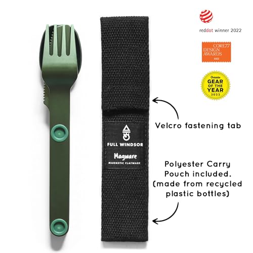 FULL WINDSOR - MAGWARE Magnetic Camping Cutlery Set - Travel Utensils for Camping, Cooking, and Outdoor Dining - Knife, Fork & Spoon - Portable Silverware with Pouch - Green (3 PCS) - Image 2
