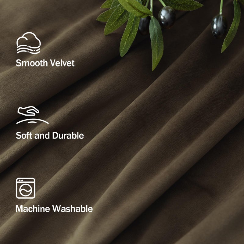 Pitalk Brown Velvet Curtains 84 Inch Long for Bedroom Luxury Earthy Home Decor Thermal Insulated Light Blocking Dark Chocolate Brown Drape for Living Room Darkening 52x84 Floor Length 2 Panel Back Tab Pocket - Image 2