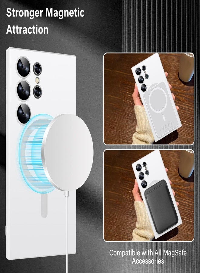 أوميو جراب سيليكون مغناطيسي من أوميو لهاتف جالاكسي إس 24 ألترا، متوافق مع ماج سيف، غطاء عدسة كاميرا شامل من السيليكون الحراري المرن غير اللامع، مقاوم للصدمات، مناسب للرجال والنساء، أبيض - Image 4