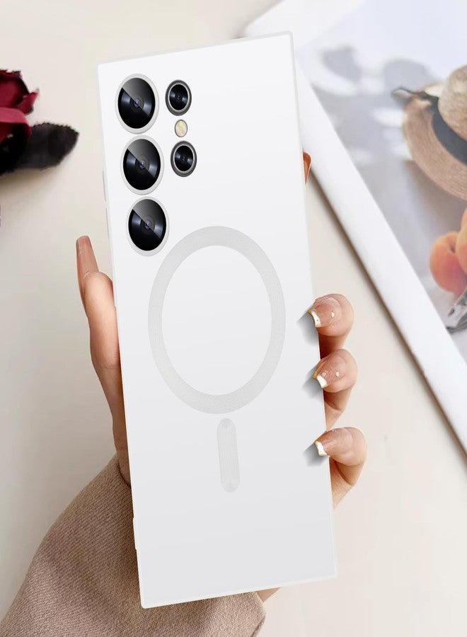 أوميو جراب سيليكون مغناطيسي من أوميو لهاتف جالاكسي إس 24 ألترا، متوافق مع ماج سيف، غطاء عدسة كاميرا شامل من السيليكون الحراري المرن غير اللامع، مقاوم للصدمات، مناسب للرجال والنساء، أبيض - Image 1