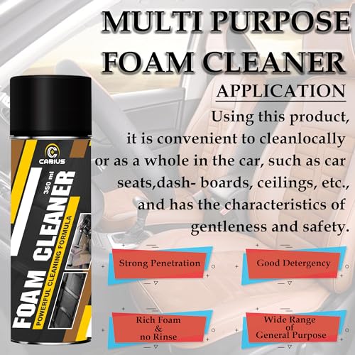 CABIUS Interior Foaming Multi-Purpose Foam Cleaner for Seats, Dashboard Leather Vinyl Rubber,Doors, PU/Leather- 500Ml (Set of 2) - Image 5