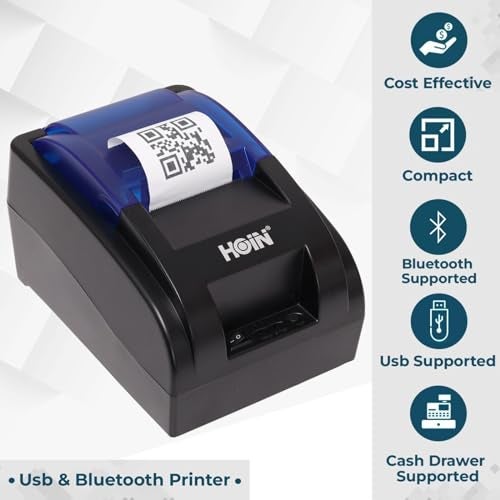HOIN 58MM (2 Inch) Bluetooth + USB Thermal Receipt Printer | Compatible with ESC/POS Print Billing Invoice | Mobile Printing - (No Battery Backup) 1 Year Warranty - Image 3