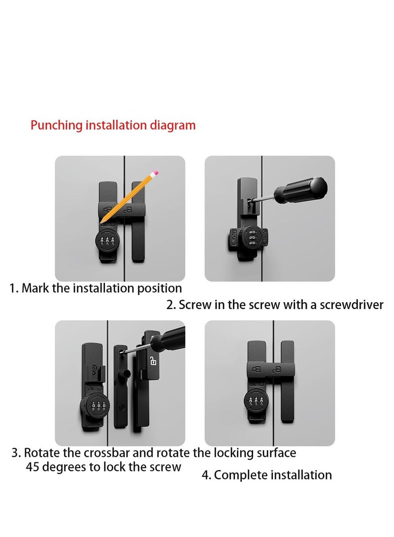 KASTWAVE Password Compartment Door Lock, Sliding Barn Door Lock, Suitable for Cabinets Doors, Office, Gym, Garden, Closet Door - Image 4