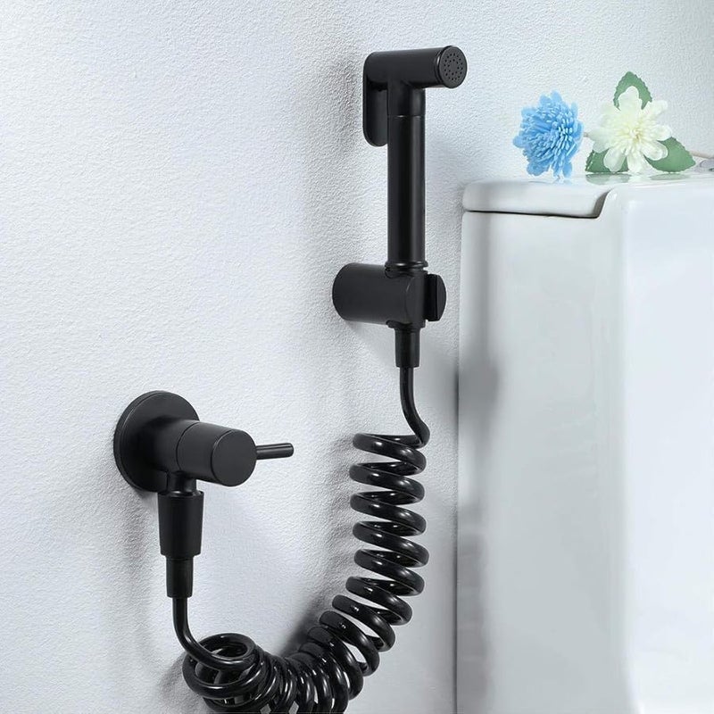 مجموعة مسدس رش المرحاض المثبت على الحائط صنبور أسود دش المرحاض في الحمام - Image 3