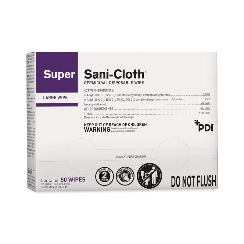 PDI Super Sani-Cloth Germicidal Disposable Wipe, Large, Individual, 5" x 8" - Image 5