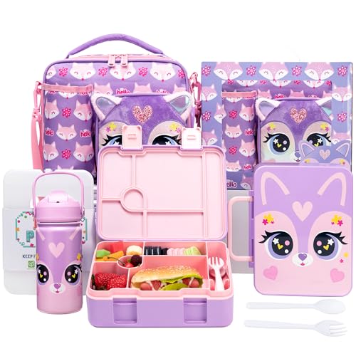 Oruiji Bento Box for Kids with Ice Pack Lunch Box Girls with Lunch Bag,Stainless Steel Water Bottle Set Utensils Set Food Container for School Girls Kids - Image 1