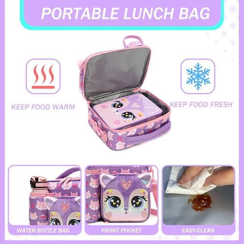 Oruiji Bento Box for Kids with Ice Pack Lunch Box Girls with Lunch Bag,Stainless Steel Water Bottle Set Utensils Set Food Container for School Girls Kids - Image 3