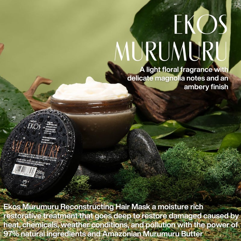 natura Ekos Murumuru Reconstruction Hair Mask - Reduce Breakage & Rebuild Hair Fiber - Intensely Repairs & Protects From Damage -Deep Hydration - Vegan & Cruelty-Free Hair Care - 200g - Image 2