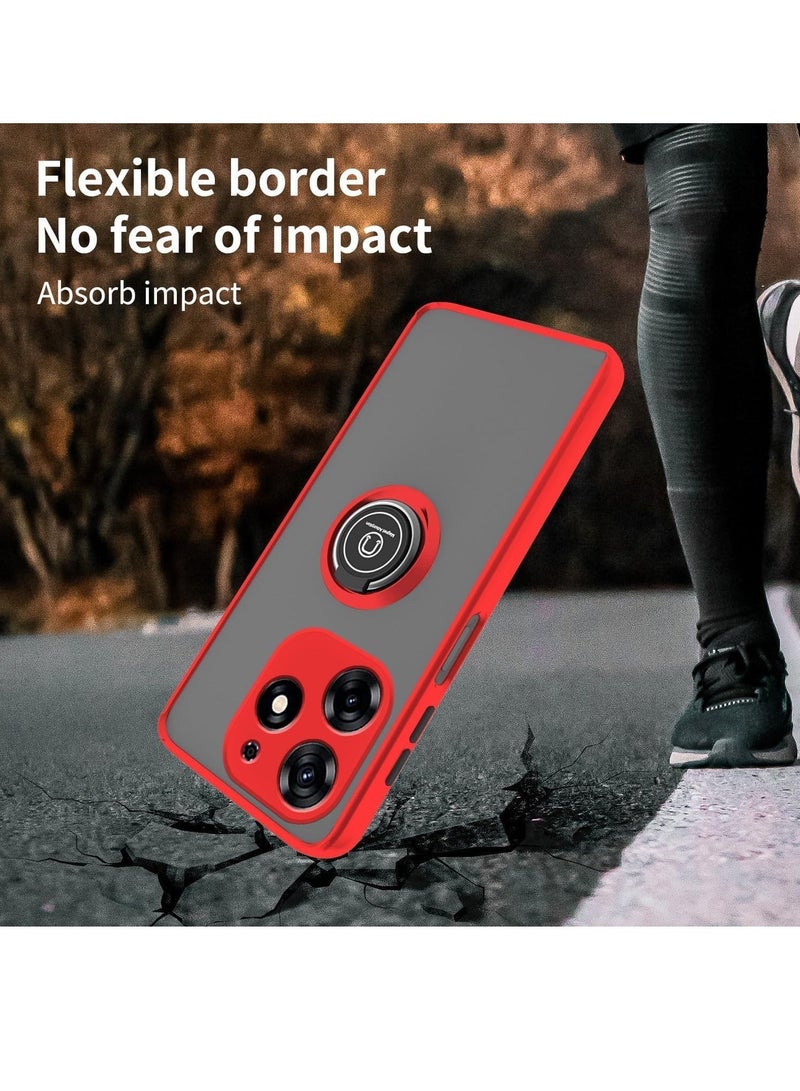Arabest Compatible with Tecno Spark 10 Pro 5G Case Clear, Silicone Phone Case with Ring Stand Slim Shockproof Drop Slip Protection Cover (Red) - Image 4