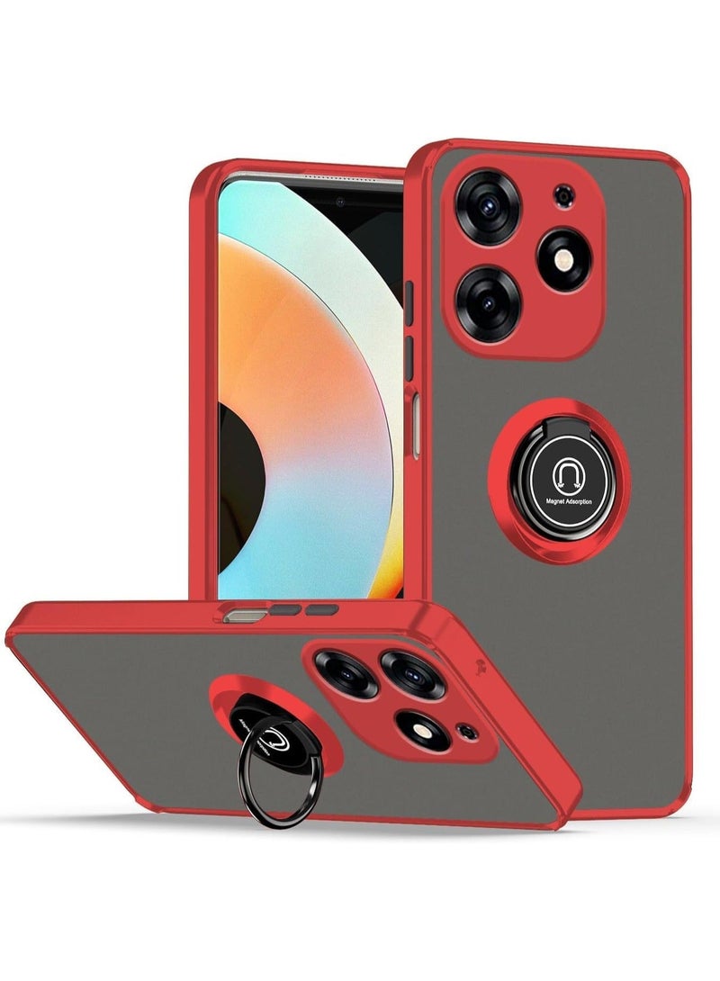 Arabest Compatible with Tecno Spark 10 Pro 5G Case Clear, Silicone Phone Case with Ring Stand Slim Shockproof Drop Slip Protection Cover (Red) - Image 1