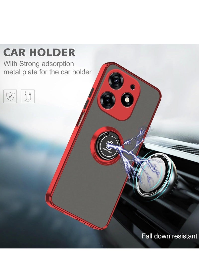 Arabest Compatible with Tecno Spark 10 Pro 5G Case Clear, Silicone Phone Case with Ring Stand Slim Shockproof Drop Slip Protection Cover (Red) - Image 3