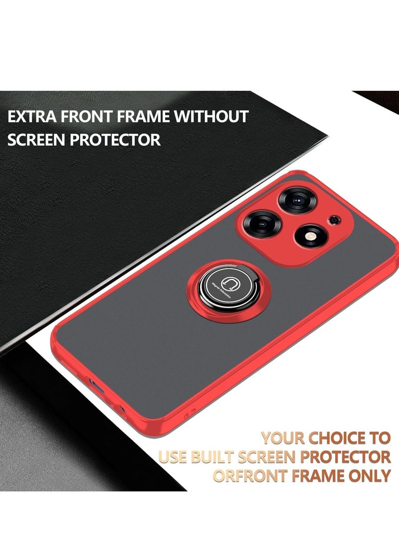 Arabest Compatible with Tecno Spark 10 Pro 5G Case Clear, Silicone Phone Case with Ring Stand Slim Shockproof Drop Slip Protection Cover (Red) - Image 2