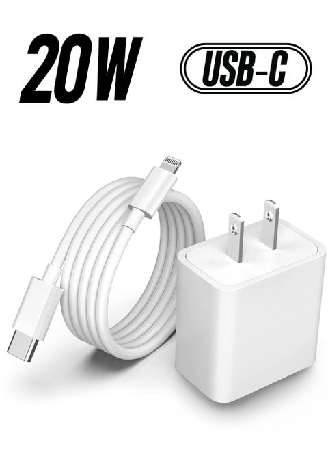 iPhone Fast Charger Cable【Apple MFi Certified】20W PD USB C Wall Charger Type C Power Adapter Lightning Cable Fasting Charging Plug Compatible with iPhone 12/12 Pro/11/XS/Max/XR/X/8 Plus/SE Pad
