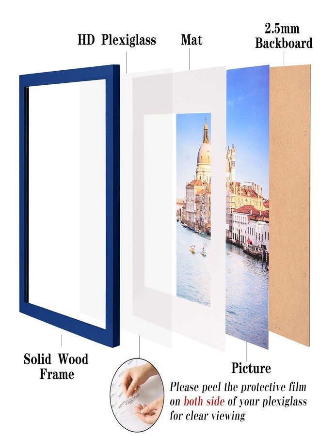 wyooxoo إطار صور wyooxoo مقاس 18×24 بوصة، لون أزرق داكن، مصنوع من الخشب الصلب، لعرض الصور مقاس 16×20 بوصة مع إطار داخلي أو 18×24 بوصة بدون إطار داخلي. إطار ملون للتعليق الأفقي أو الرأسي على الحائط. - Image 2