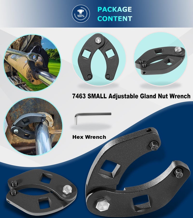Camoo 7463 Adjustable Gland Nut Wrench Hydraulic Cylinder Spanner Wrench Adjustable, Removing Hydraulic Cylinders, With 7/32, 1/4 inch Pin, Suitable for Farm & Construction Equipment - Image 2