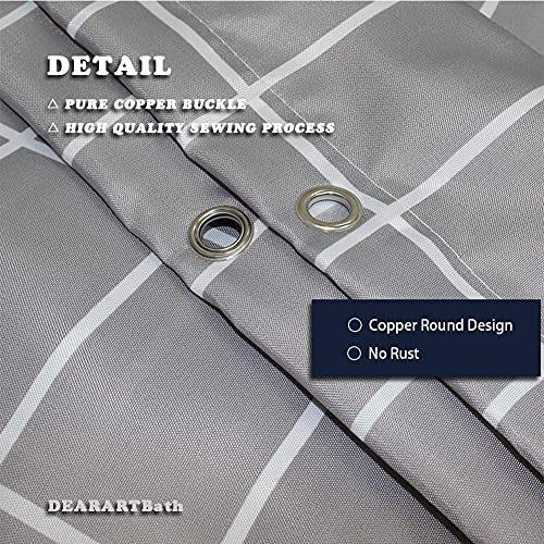 DEARARTBath Grey Grid Shower Curtain Set for Bathroom, 72''*72''inch Fabric Shower Curtain Liner with Grommet and 12-Hooks, 100% Waterproof and Machine Washable Easy Care Easy Clear - Image 4