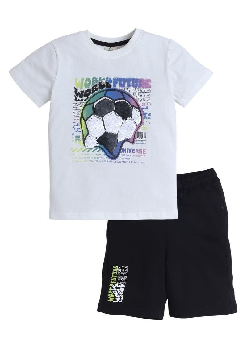Victor and Jane Boys 2 Pc Set- ' T-Shirt, "Game On" Football with Matching Shorts - Image 5
