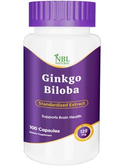 NBL Natural Ginkgo Biloba Capsules 120mg, Memory Support Supplement, Supports Brain Function and Mental Alertness, 100 Capsules  - Image 1