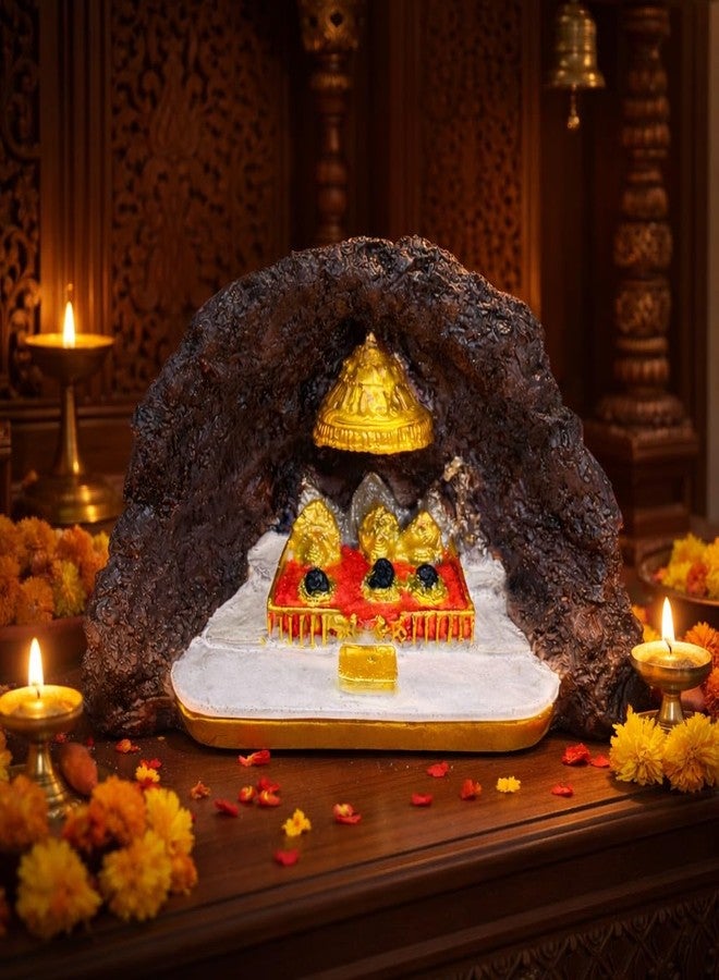 Tiny Shiny Shri MATA Vaishno Devi Pindi Darbar Idol with Cave | Maa Vaishno Devi Murti for Navratri Pooja, Home Temple, Mandir Decoration, Car Dashboard & Spiritual Gift | Elegant Spiritual Sculpture - Image 3