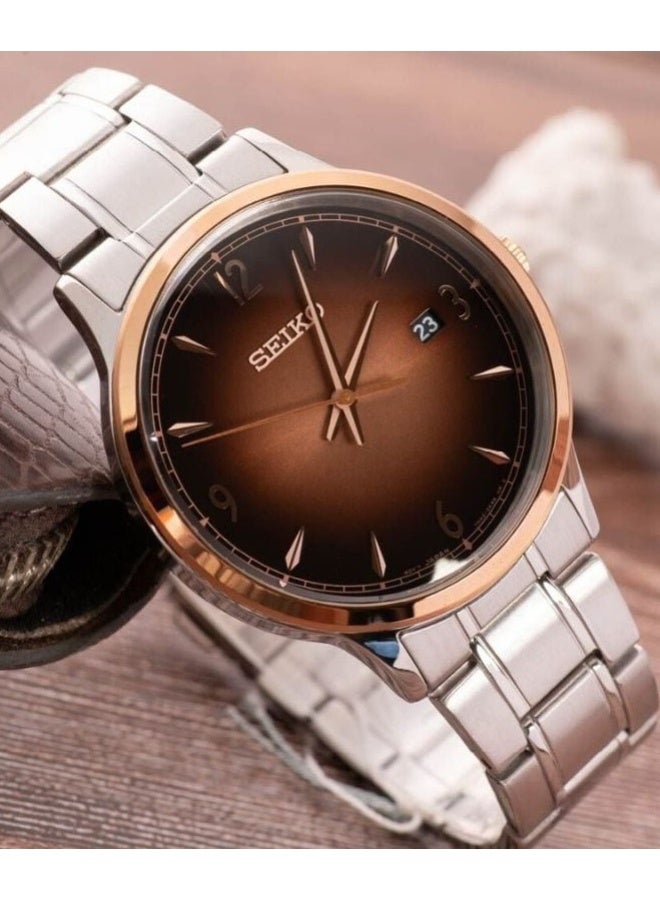 Seiko Analog Men's Watch SGEH90P1, 40.6 mm Brown Dial, Stainless Steel Case & Bracelet, 100 m WR - Image 1